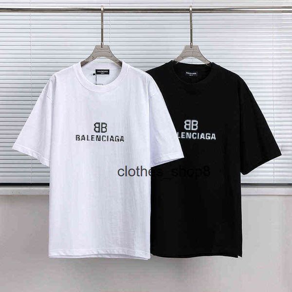 balencaigass fashion t shirts men's sweaters hoodies version paris b 2022ss popular mosaic and wo versatile short sleeve t-shi, White;black